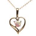 10k Yellow Gold Created Opal Heart Pendant
