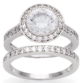 NEXTE Jewelry Sterling Silver Clear Cubic Zirconia Bridal-inspired Ring Set