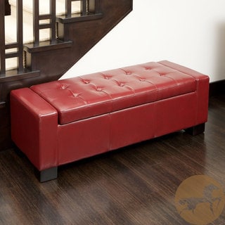 Christopher Knight Home Guernsey Red Bonded Leather Storage Ottoman