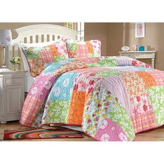 Aloha Girl's Multicolor Printed 100-percent Cotton 3-Piece Quilt Set