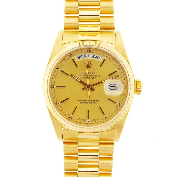 Pre-owned Rolex President Men's Day/ Date 18k Gold Watch