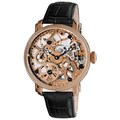 Akribos XXIV Men's Mechanical Skeleton Rose Goldtone Strap Watch
