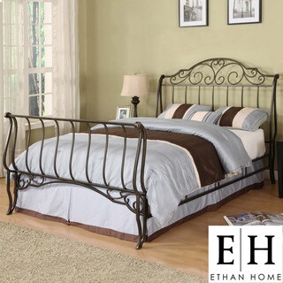 ETHAN HOME Camelia Queen-Sized Scroll Metal Sleigh Bed