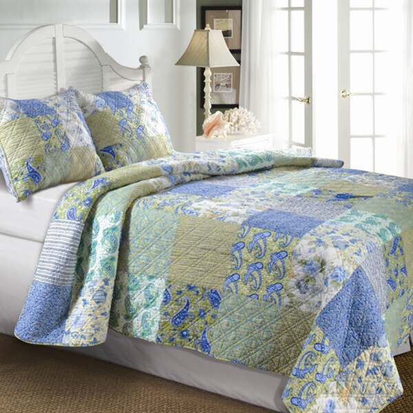 Greenland Home Fashions Vintage Jade 3 Piece Quilt Set