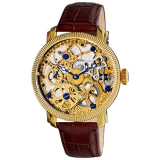 Akribos XXIV Men's Stainless Mechanical Skeleton Strap Watch