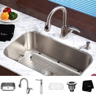 Kraus Stainless Steel Undermount Kitchen Sink/ Faucet/ Soap Dispenser