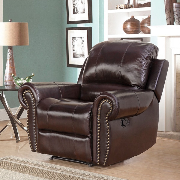 Abbyson Living Broadway Premium Top Grain Leather Reclining Armchair