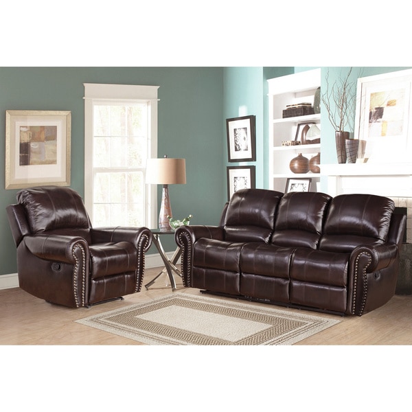 ABBYSON LIVING Broadway Premium Top-grain Leather Reclining Reclining ...