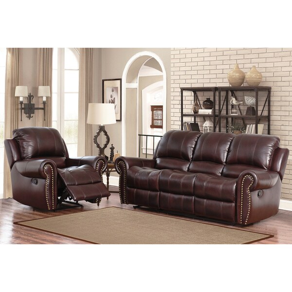 Abbyson Living Broadway Premium Top Grain Leather Reclining Reclining