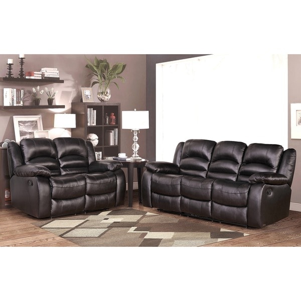 Abbyson Living Brownstone Premium Top Grain Leather Reclining Sofa And