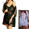 Illusions Women's Floral Clipped-chiffon Chemise Set