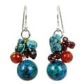 Garnet and Carnelian 'Tropical Orchard' Cluster Earrings (Thailand)
