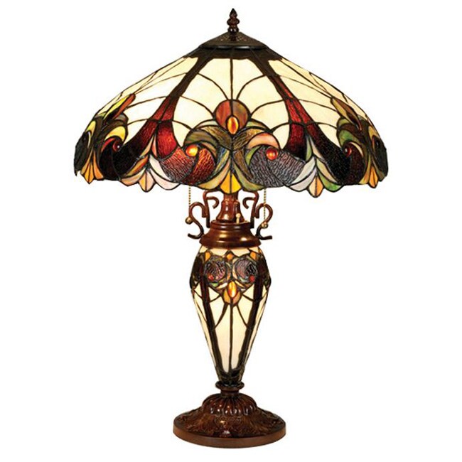 Tiffany-style Yellow Dragonfly Table Lamp with Lighted Base