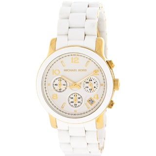 Michael Kors Women's MK5145 Runway Chronograph White and Yellow Goldtone Watch