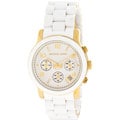 Michael Kors Women's MK5145 Runway Chronograph White and Yellow Goldtone Watch