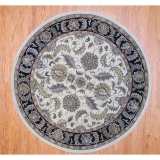 Indo Hand-tufted Ivory Wool Rug (8' Round)