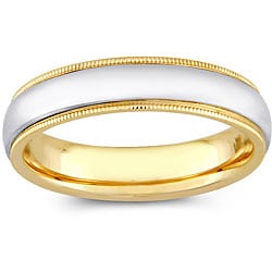 14k Two-tone Gold Women's Milligrain Comfort Fit Wedding Band (5 mm)-Image