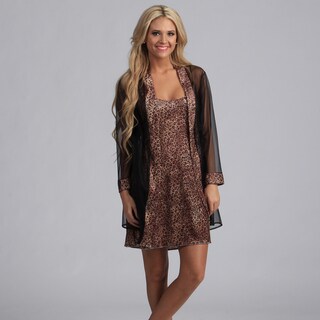 Illusions Women's Animal Print Chemise and Sheer Coat