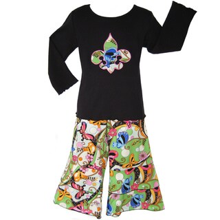 Ann Loren Boutique Girl's Fleur de Lis 2-piece Set