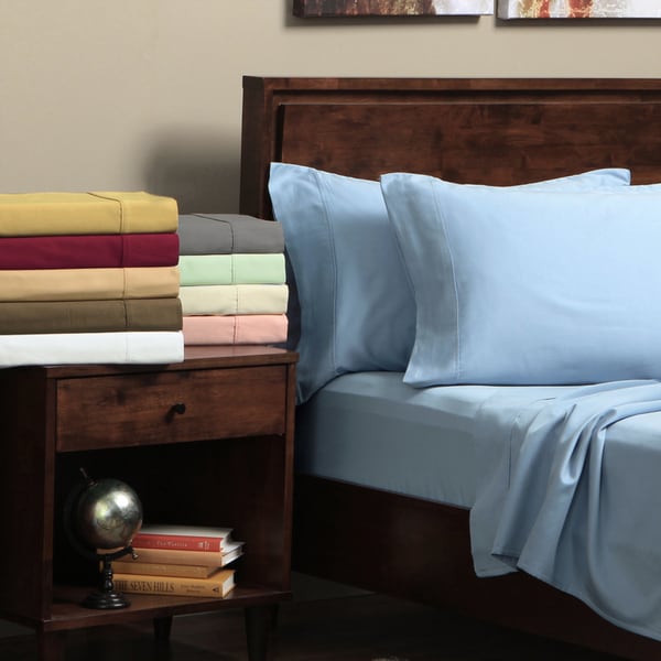 Luxor Treasures Egyptian Cotton 300-Thread-Count Sateen Queen Waterbed Solid Sheet Set