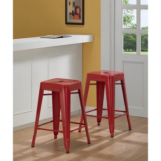 Buy Cheap Tabouret 24-inch Red Metal Counter Stools (Set of 2)