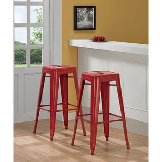 Great Prices Tabouret 30-inch Red Metal Bar Stools (Set of 2)