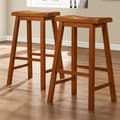 TRIBECCA HOME Salvador Saddle Back 29-inch Oak Stools (Set of 2)