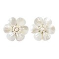 White Mother of Pearl Flower Clip-on Earrings (Thailand)