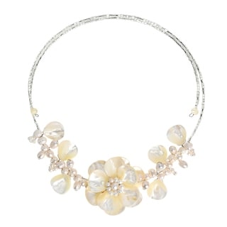 Memory Wire 'Sakura Flower' Pearl and Mother of Pearl Choker (Thailand)