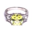 10k White Gold Lemon Quartz and Cubic Zirconia Ring- Size 7
