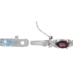 Sterling Silver Multi Gemstone and Diamond Accent Bracelet