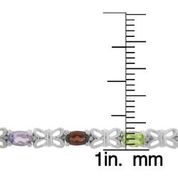 Sterling Silver Multi Gemstone Butterfly Link Bracelet