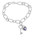 Sterling Silver Amethyst and Diamond Accent Charm Bracelet