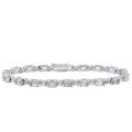 Sterling Silver Green Amethyst and Diamond Accent Bracelet
