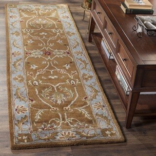 Handmade Heritage Shahi Brown/ Blue Wool Runner (2'3 x 16')