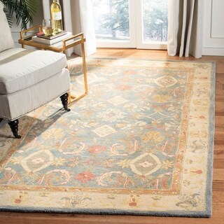 Handmade Legacy Light Blue Wool Rug (6' Square)