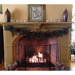 Hand-carved Stone Tile 3-D 'Om' Symbol Yoga and Meditation Inspirational Art Wall Hanging