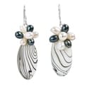 Sterling Silver Black/ White Pearl/Mother of Pearl Earrings (Thailand)