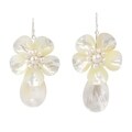 Sterling Silver Mother of Pearl Shell and Pearl Earrings (Thailand)