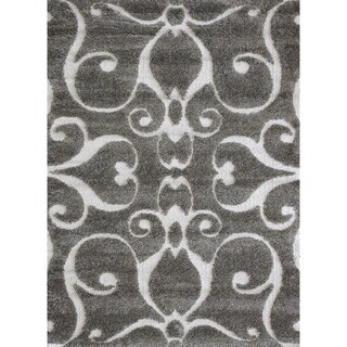 Jullian Charcoal Grey/Brown Shag Rug (5'3 x 7'7)