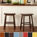 TRIBECCA HOME Salvador Cherry Low Saddleback Stool (Set of 2)