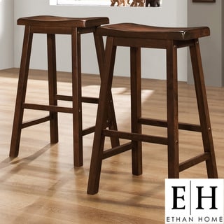 ETHAN HOME Salvador Cherry High Saddleback Stool (Set of 2)