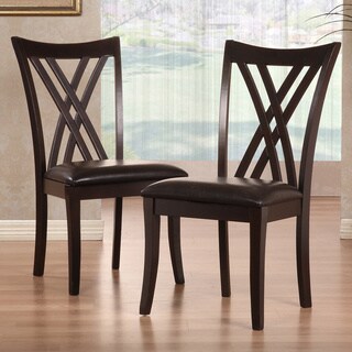 TRIBECCA HOME Almeria Espresso Double X-back Faux Leather Chairs (Set of 2)