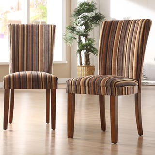 TRIBECCA HOME Brown Stripe Print Parson Side Chairs (Set of 2)