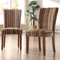 TRIBECCA HOME Brown Stripe Print Parson Side Chairs (Set of 2)