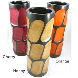 (>_<)  Mango Wood Large Carved Vase (Thailand)