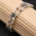Tibetan Silver White Jade Floral Bracelet (China)