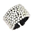 Pearl/ Multistone/ Onyx/ Turquoise/ Coral Mosaic Cuff Bracelet (Thailand)