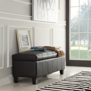 TRIBECCA HOME Florenville Brown Faux Leather Storage Ottoman