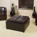 Christopher Knight Home Mason Bonded Leather Espresso Tray Top Storage Ottoman